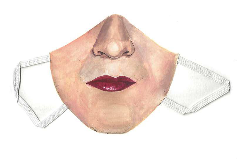 Máscara nº4, THIA, 2020. Aquarela e elásticos.18x23 [807x542 px]