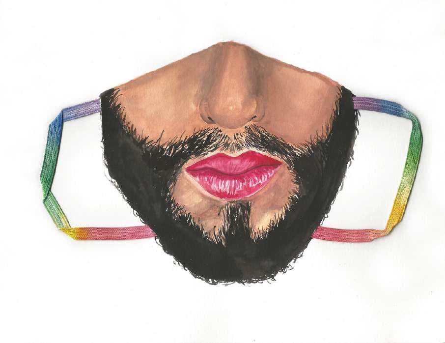 Máscara nº5, Willian, 2020. Aquarela e elásticos.18x23 [906x698 px]