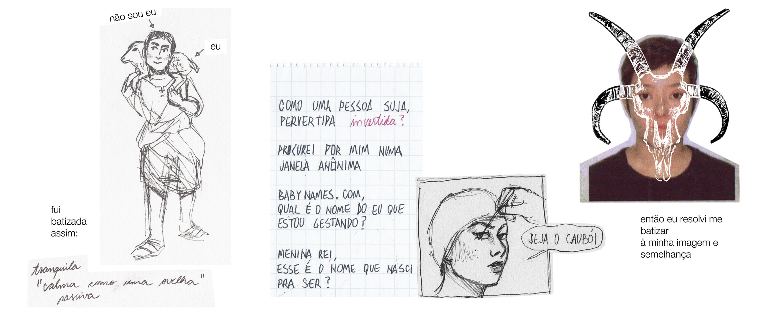 Menina Rei, 2020. Colagem e grafite sobre papeis diversos e pintura digital. 80 x 33 cm. Técnica mista. [2560X1067 px]