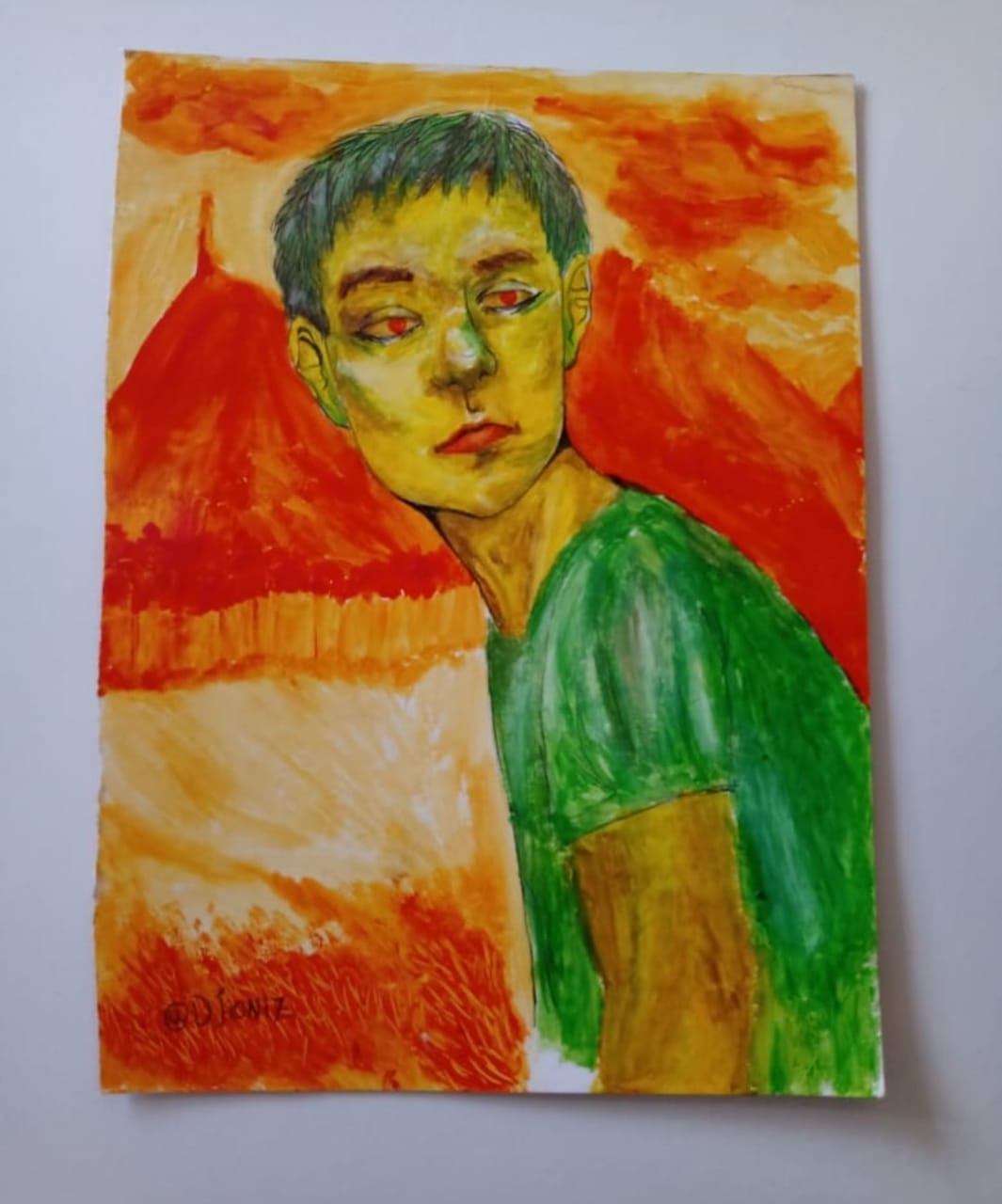 Queimadas do Pico do Jaraguá, 2018. Tinta guache e caneta nanquim sobre papel cartão. [1065X1280 px]