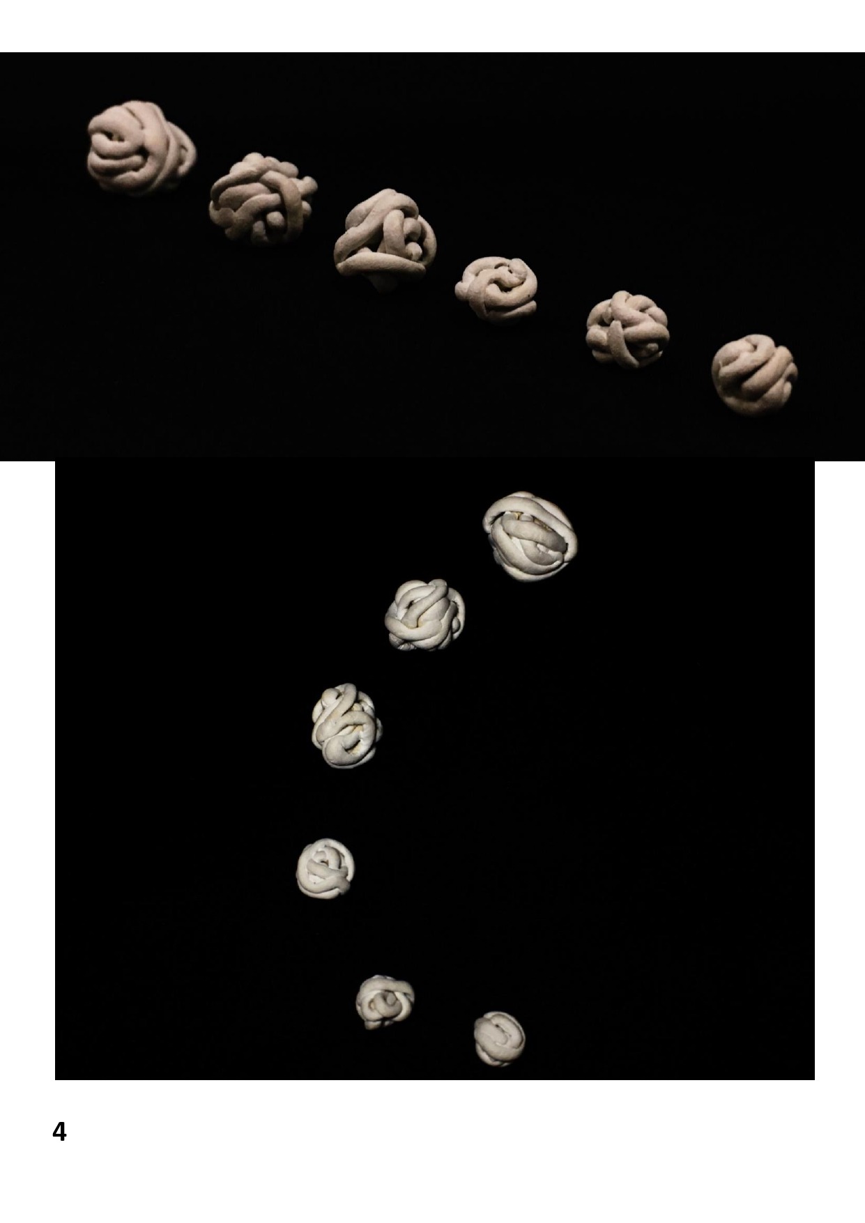 Escultura: Emaranhados raciocínios 2020; feita de cerâmica fria medindo de 0,5cm à 2cm; [1241x1755 px]