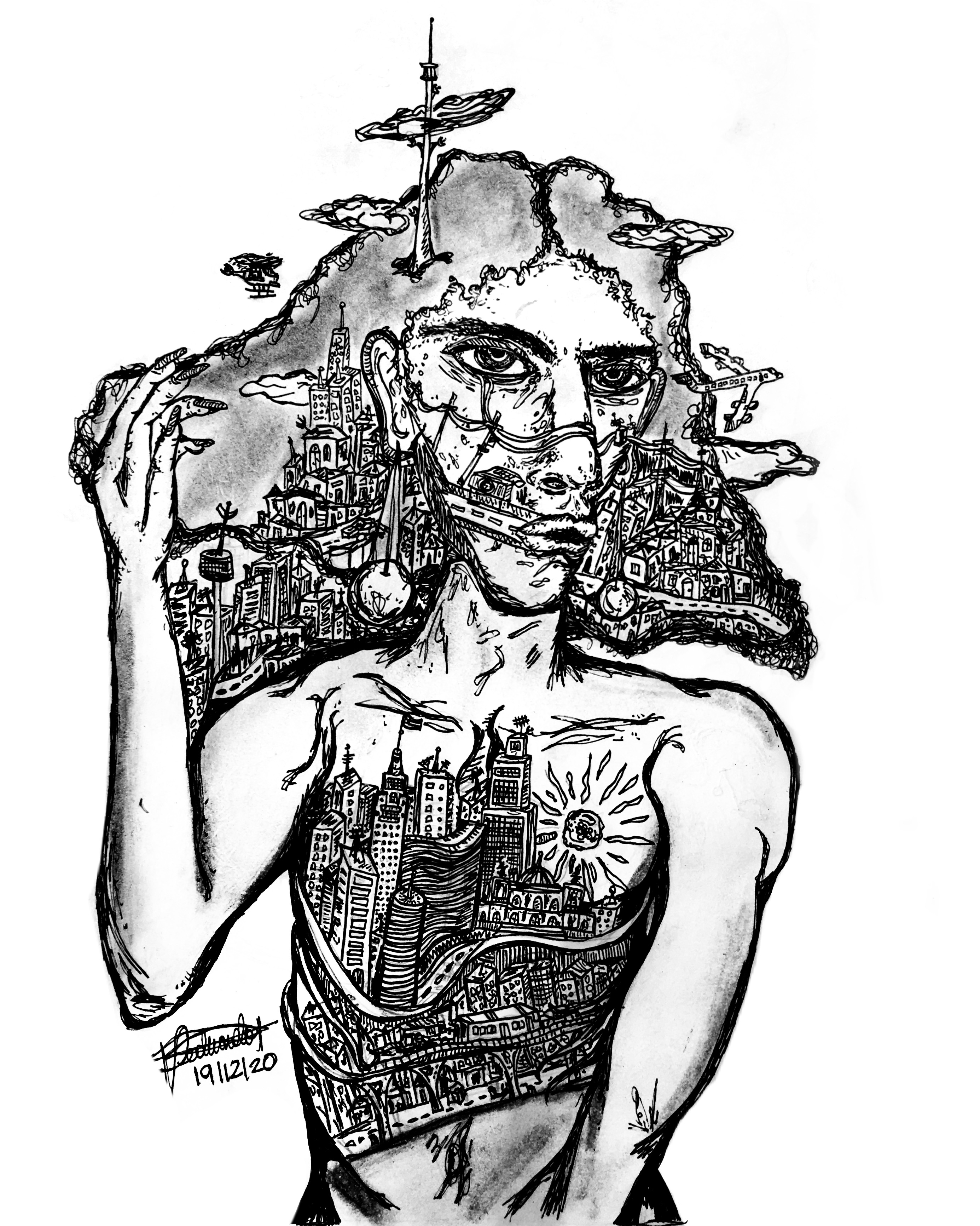 Corpo Transmetamorfico (2020) (Papel sulfite 95gramas, caneta Pigmentum ponta 03, 05 e 1.0) [2560x2560 px]