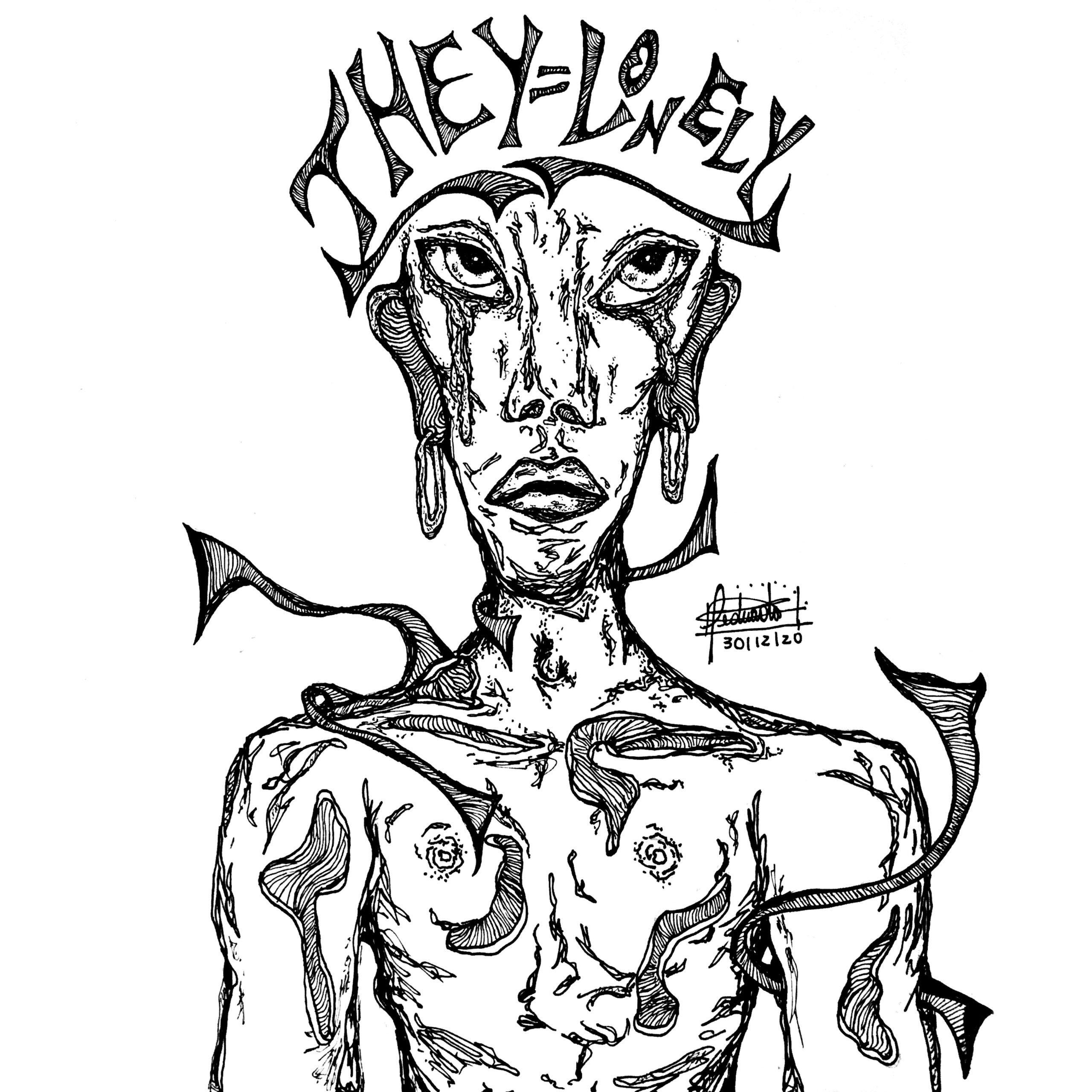 Lonely (2020) (Papel sulfite 95gramas, caneta Pigmentum ponta 03, 05 e 1.0) [2560x2560 px]