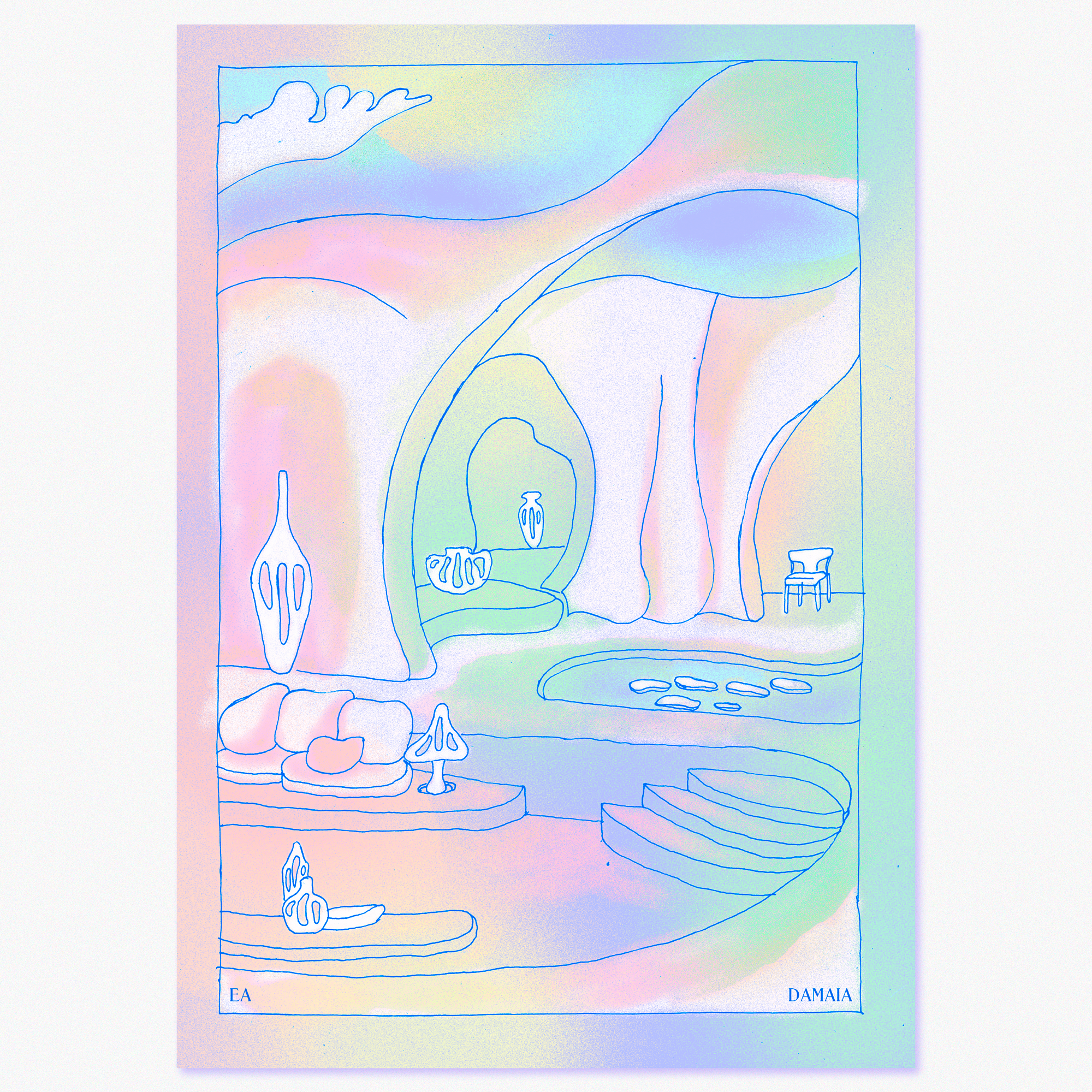 Quarto Cósmico, 2020. Ilustração. Desenho tradigital. Link: https://www.instagram.com/p/CGqTmRPHM9Y/ [2000x2000 px]