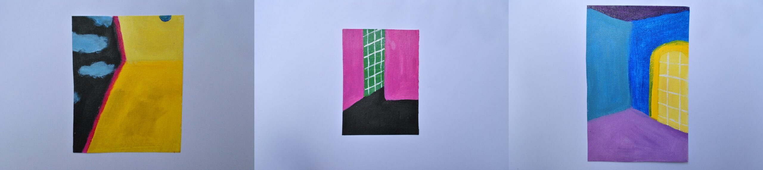 Meu Lugar, 2018. Pintura acrílica em papel. 10x15CM ; [2560x571px]