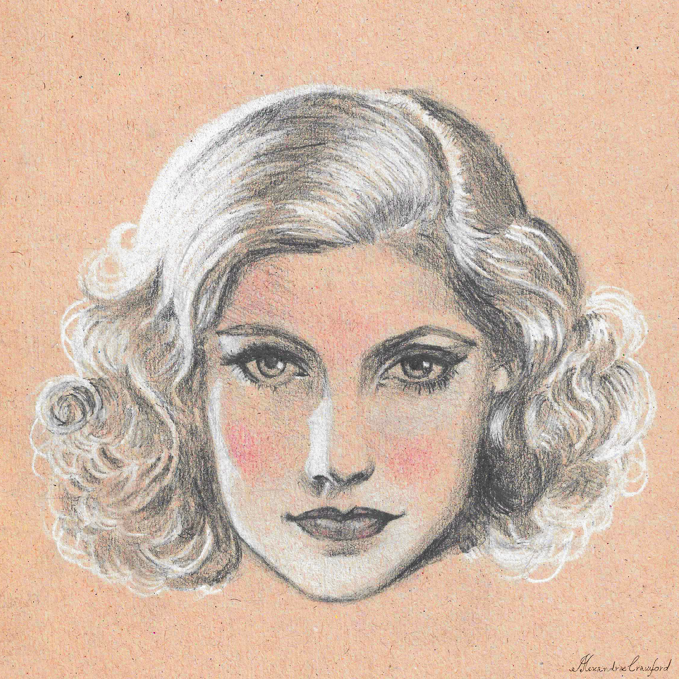 Greta Garbo, 2021. Papel, pastel e grafite. 297x210mm. Pastel e grafite sobre papel tonalizado. https://www.instagram.com/p/CbiXkferR0W/?img_index=1 [2269x2269px]