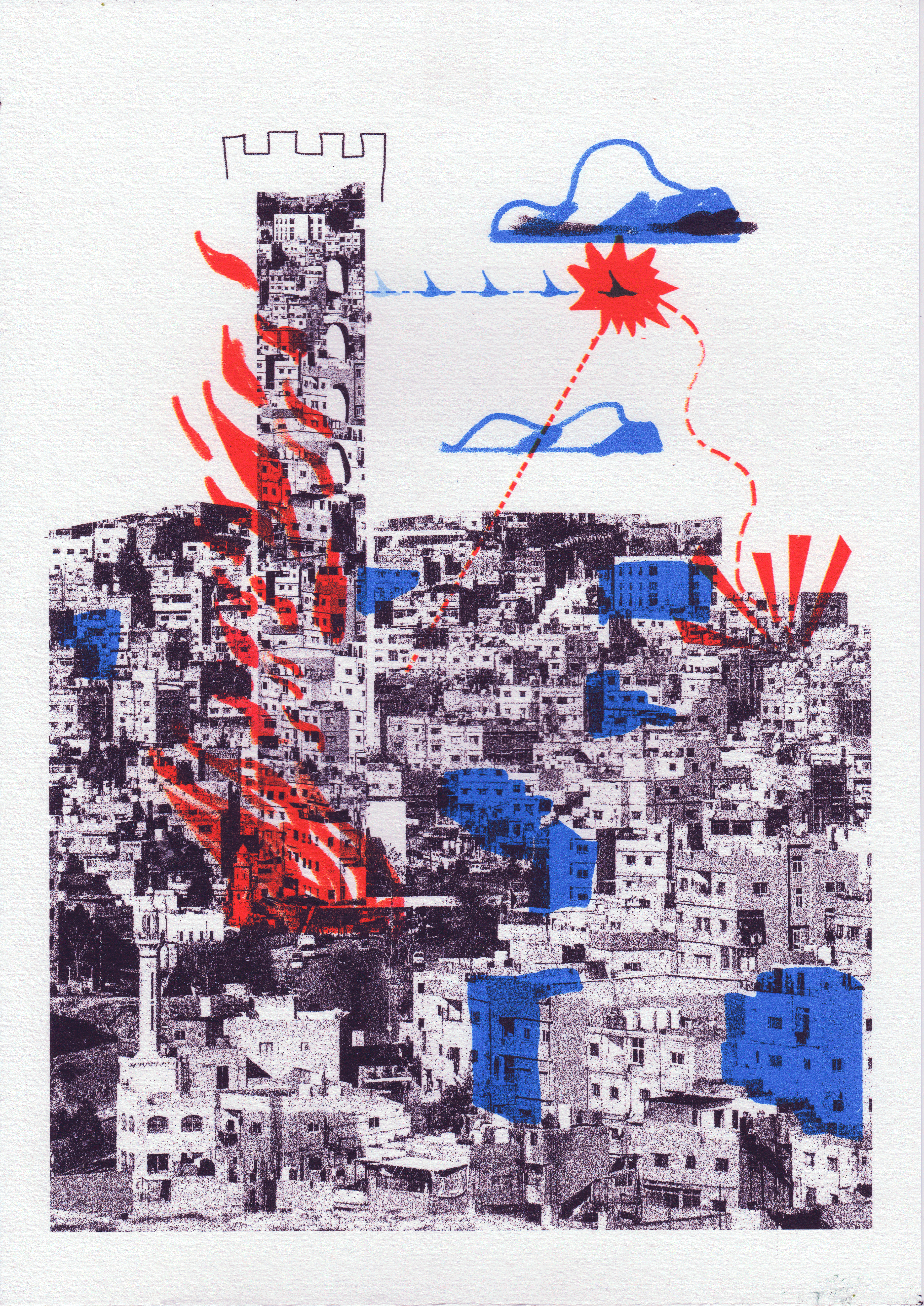 Queda; 2020, Impressão de tinta pigmento e tinta corante sobre papel canson 200g - A4 [3720x5258px]